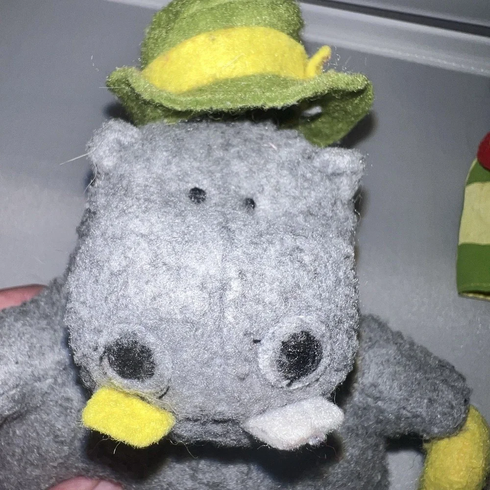 Vintage Crocodile Creek George and Martha Hippo Beanbag Felt Plush Toys Set 1999